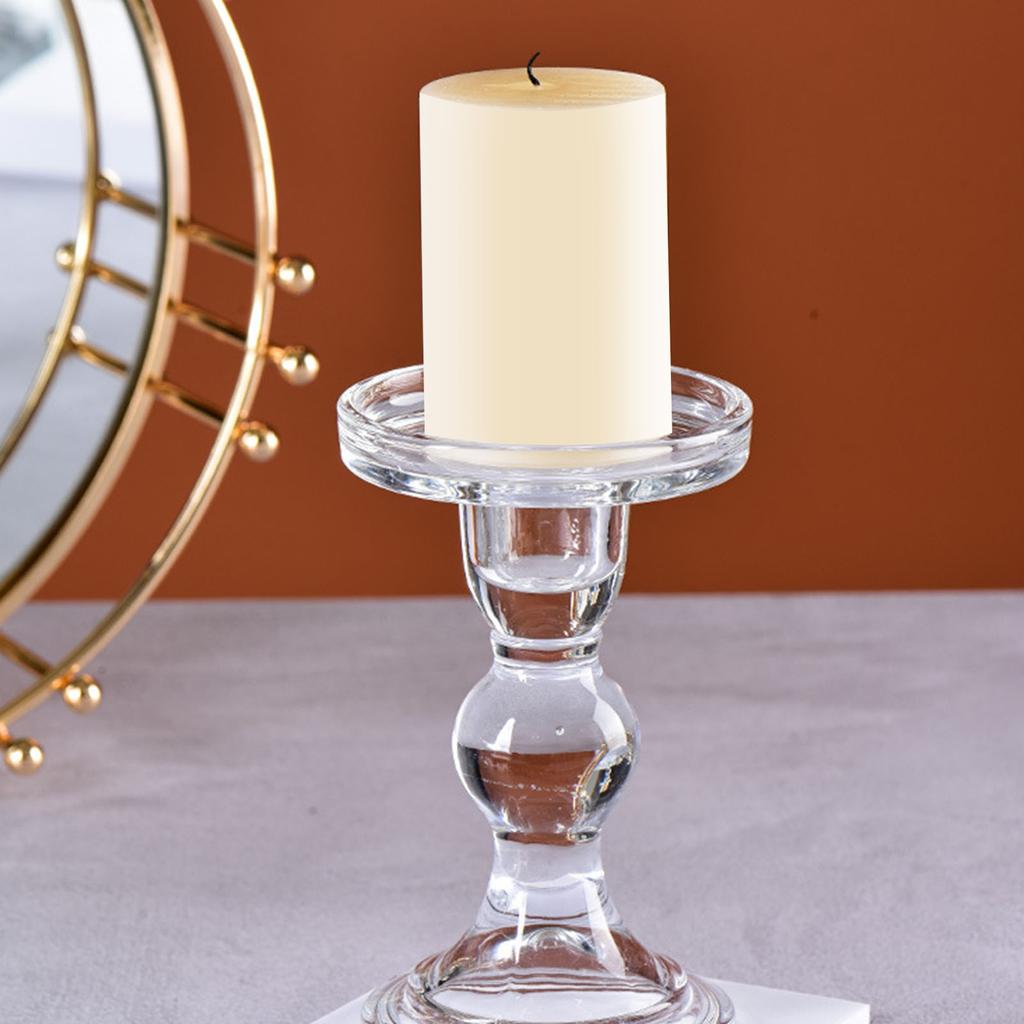 Elegant Candlestick Set Clear Glass Taper Pillar Candle Holders for Wedding Romantic Dinner Party 3pcs