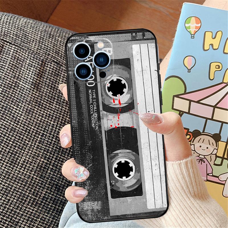 Cassette Tape Phone Case For iPhone 16 15 14 Pro Max 11 12 13 Pro Max Mini XR 16e 16 15 Plus Bumper Cover