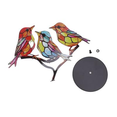 Vögel auf Zweig Desktop-Ornamente Eisen Doppelt Bemalter Vogel Bunte Vögel Ornament Tablet für