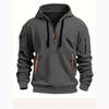 Men's Half Zip Hoodie Tactical Style Kangaroo Pocket Casual Sweatshirt