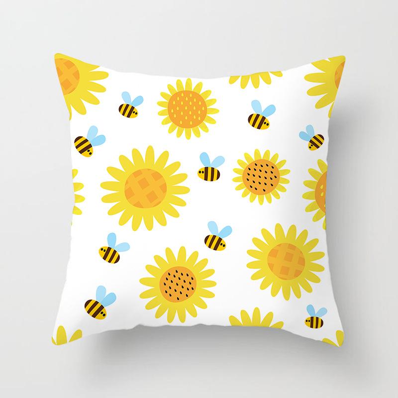 Față de pernă nouă galbenă cu desene animate geometrice, personalizată pentru decorarea casei, pernă de canapea