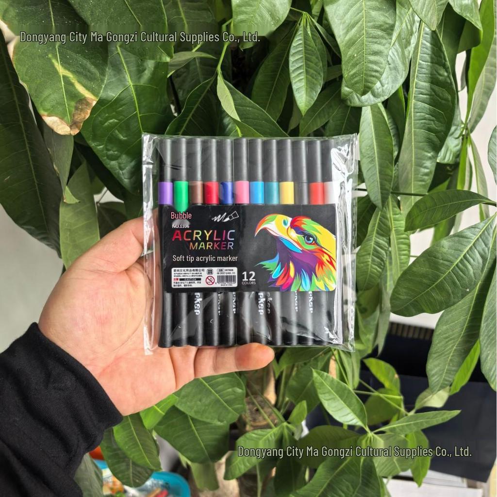 Quick-Dry Black Acrylic Marker: No-Bleed, Layerable, Soft Tip for Kids' Graffiti Art