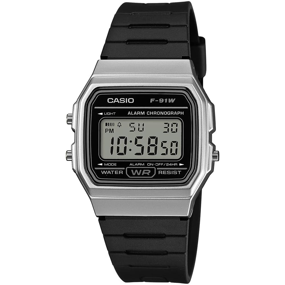 Casio Digital F-91WM-1BDF Classic Watch Black Resin Band Water Resistant