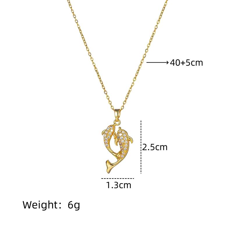 1 Pcs Copper Micro Zirconia Pendant with Stainless Steel Chain Combination Light Luxury Versatile Collarbone Chain