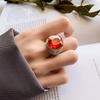 Jewelry Copper Bottom Gold-Plated Simulation Corundum Fat Rectangular Light Luxury Personalized Ring Female 14 * 16