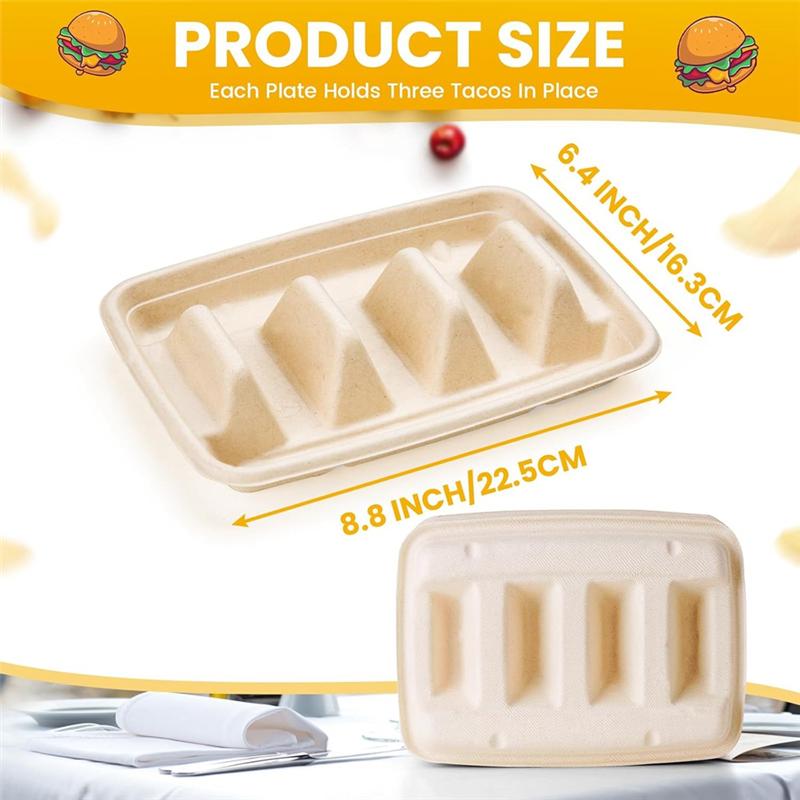 Good-25 PCS Disposable Taco Holders For Party, Taco Tray Holder, Taco Stands For 3 Tacos,For Party