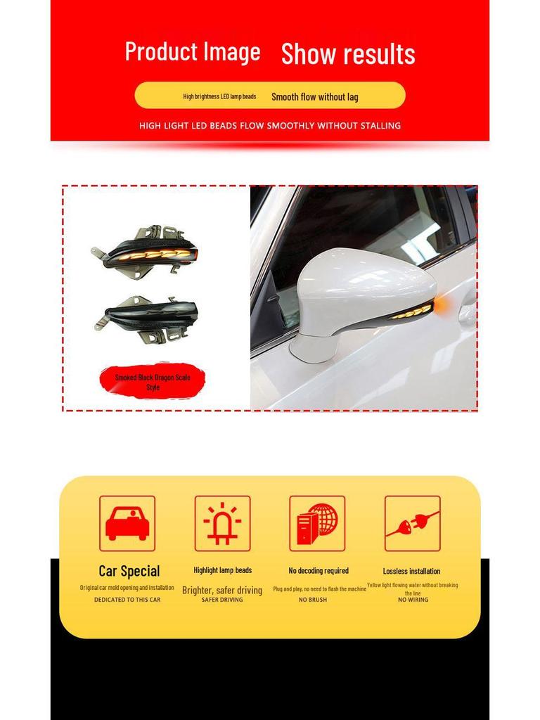 Lexus IS ES CT LS RC Rearview Mirror Yellow Sequential Turn Signal Upgrade