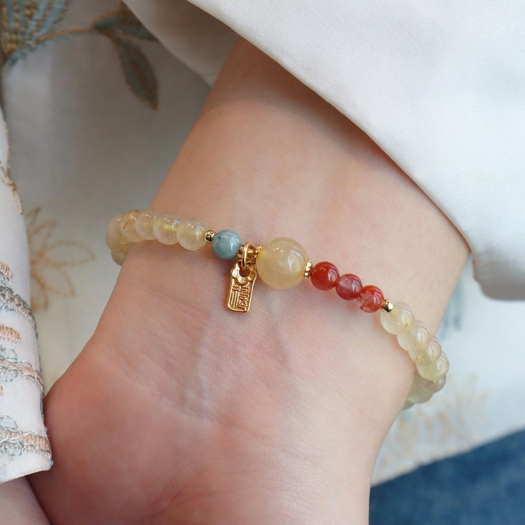 Natural Citrine Bracelet, Agate Bracelet. Fashion Women Daily Jewelry Lucky Gift