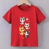 Four Cute Cats Print Tshirts for Girls Summer Casual Fashion Kids Colorful Comfortable Tops Children ONeck Short Sleeve Tees