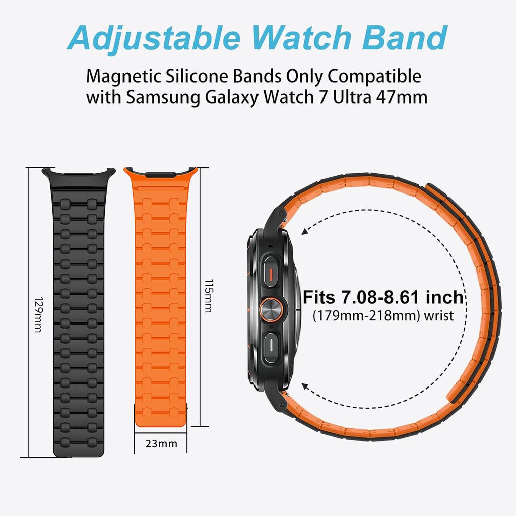 Magnetic Silicone Strap for Samsung Galaxy Watch Ultra 47mm Band for Samsung Ultra 7 47 Galaxy 47MM Men Sports Loop Bracelet