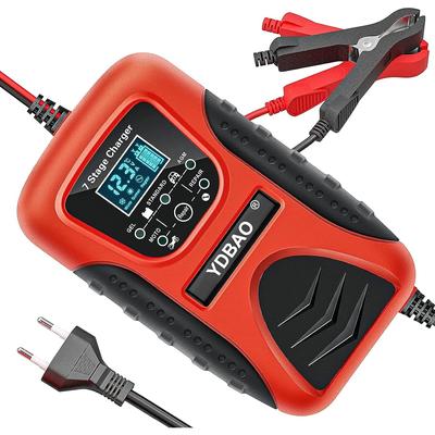Car Battery Charger 7A 12V Intelligent and Automatic LCD Touchscreen with Reconditioning Mode AGM and Gel Option Chargers for Batteries