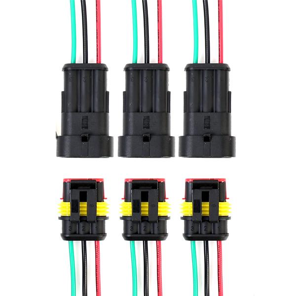 3P Way Waterproof Electrical Auto Connector Male Female Plug with Wire Cable Harness for Car Motorcycle 1.5 Series HID