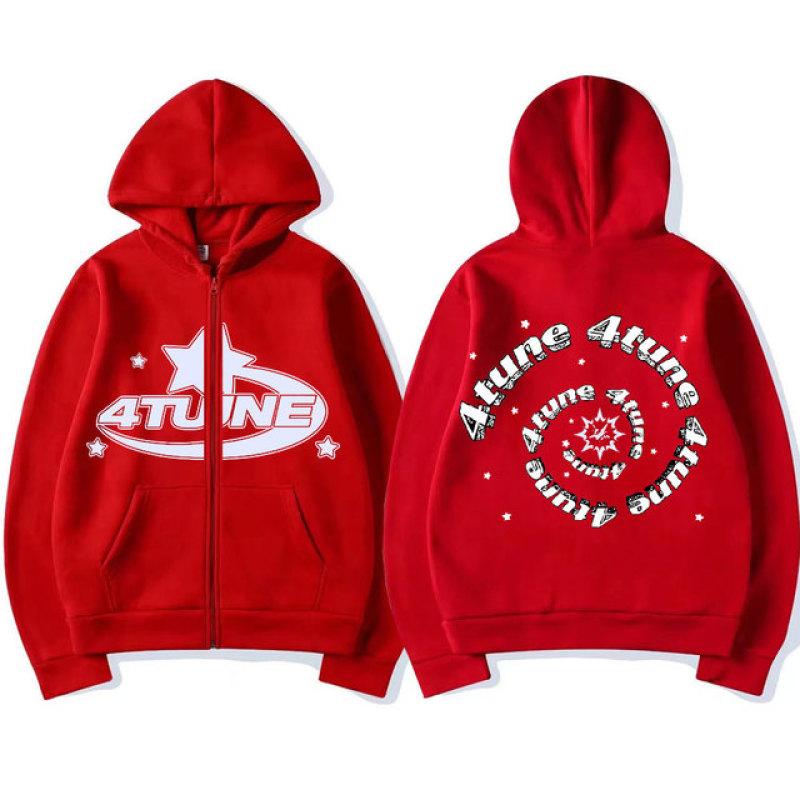 4TUNE Felpa Con Cappuccio Oversize Y2K – Zip Integrale, Stampa Lettere A Stella E Monogramma Vintage, Harajuku Streetwear Per Uomo E Donna