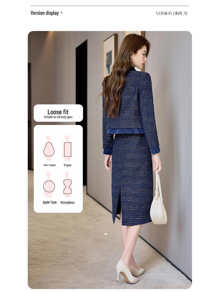 Spring 2025: Chic OL Style Two-Piece Set - Short Jacket & Midi Skirt