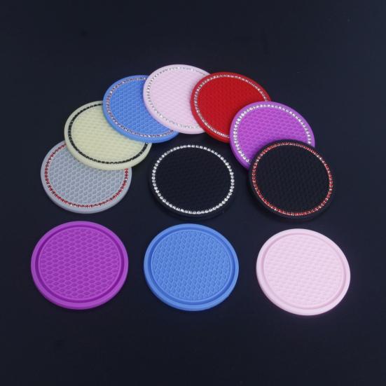 Car Cup Coasters Sparkling Rhinestone Cup Insert Coasters Non-Slip Silicone Drink Holder