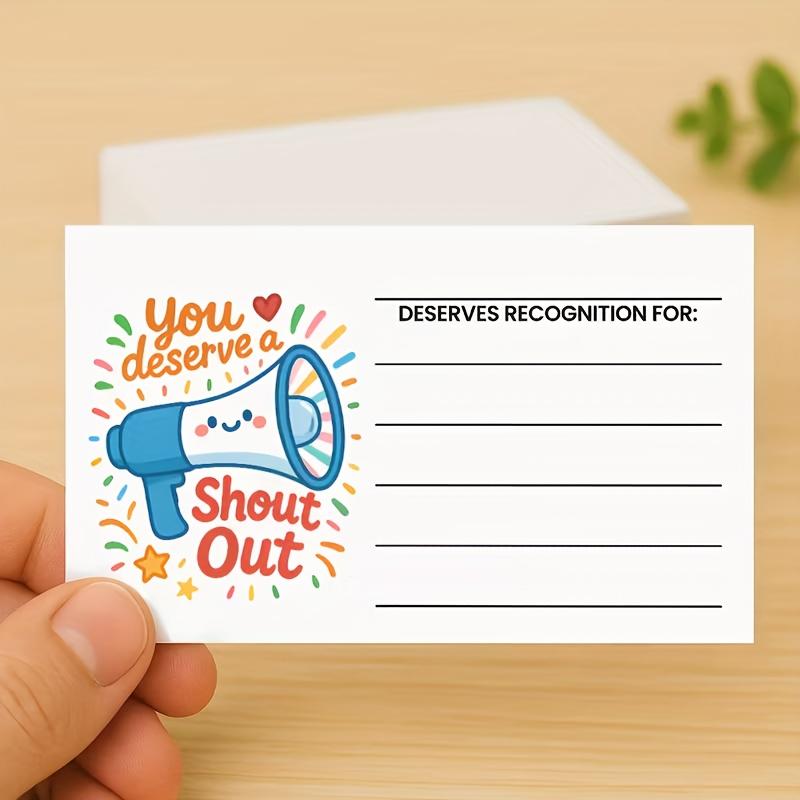 100pcs Positive Encouragement Cards for Teachers And Staff Colorful Motivational Thank You And Recognition 'You Deserve It!'