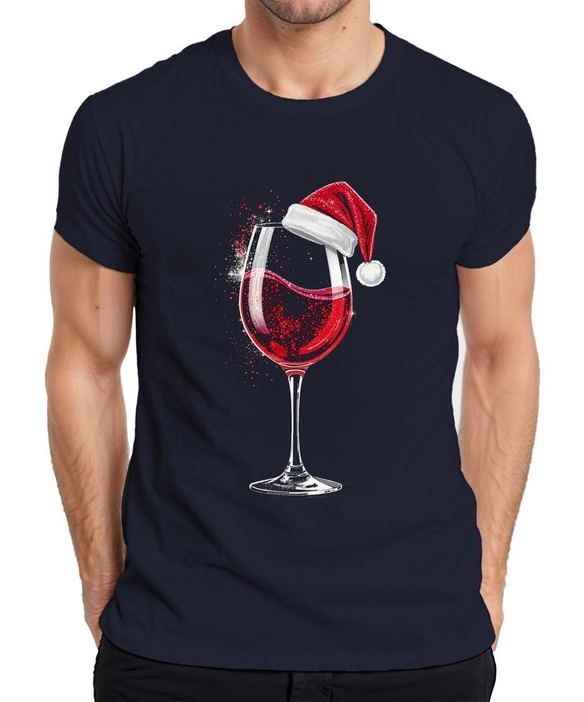 Wine Glass Santa Hat Red Wine Xmas Gift Wine Party Unisexs TShirt