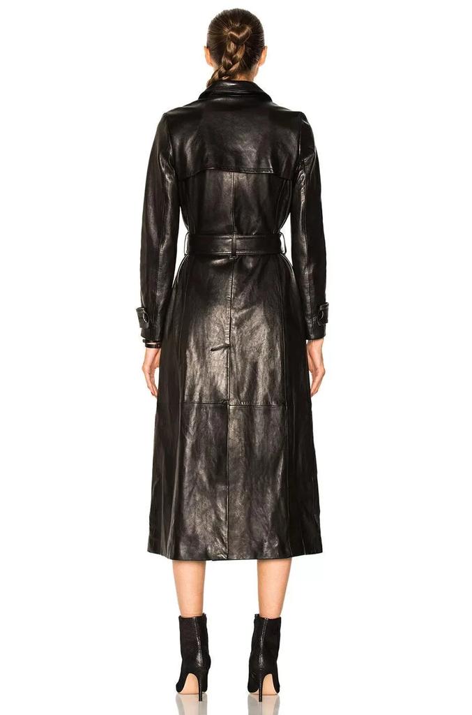Lambskin Genuine Stylish Casual Fit New Women Trench Coat Black Handmade Leather