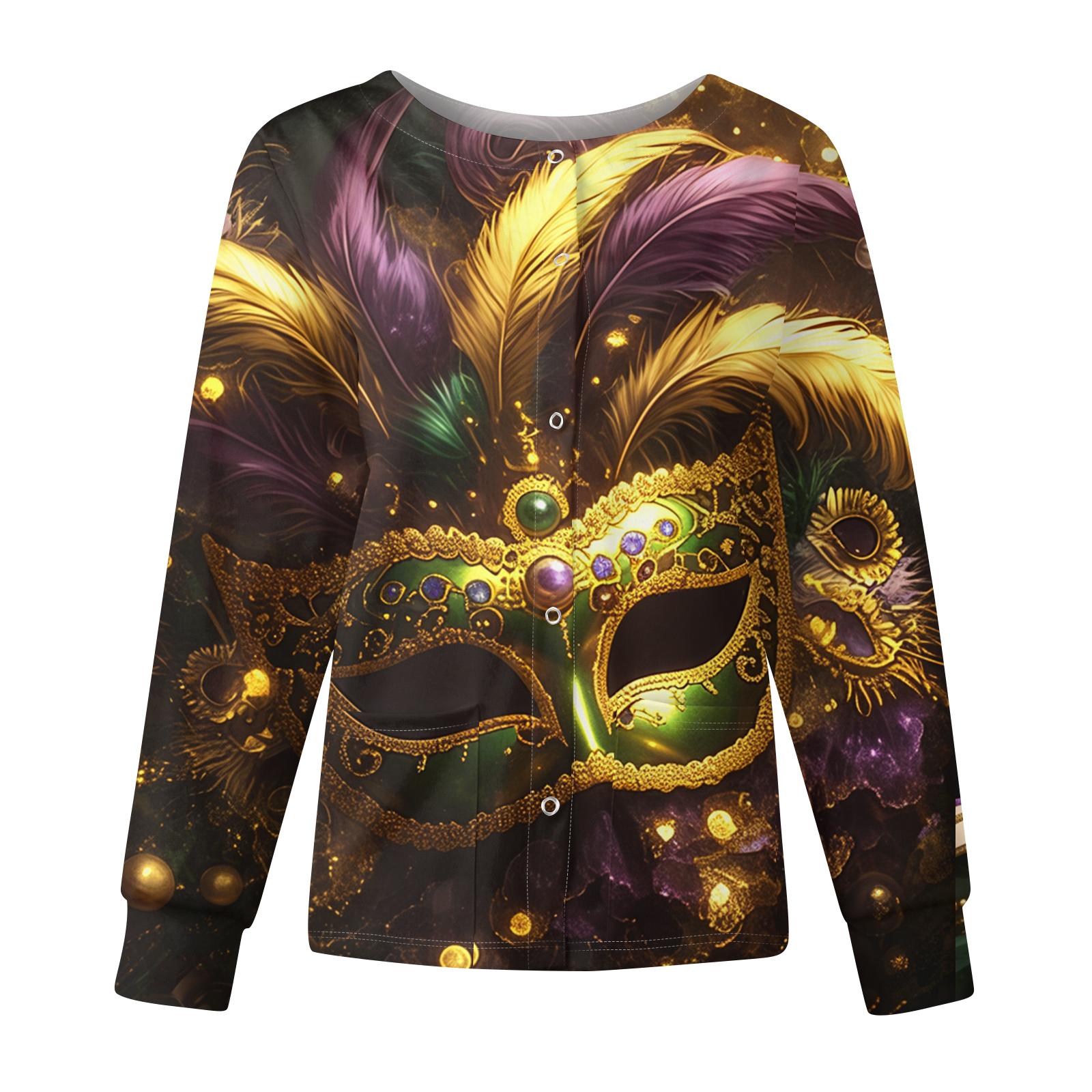 

Женская повседневная модная куртка с длинными рукавами, воротником-стойкой, однобортная, с карнавальным принтом, рабочая куртка, топы L золотой