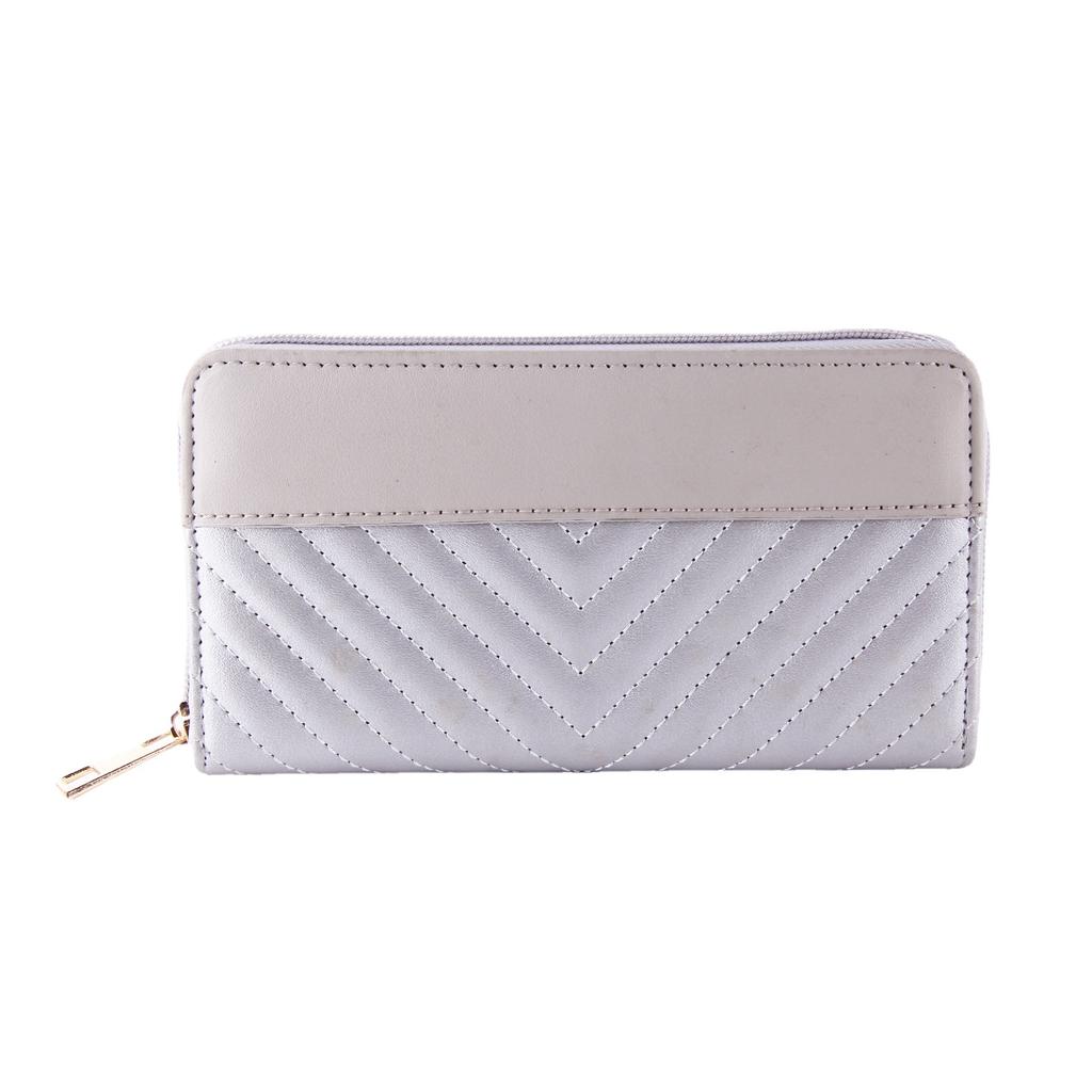 Quilted Color Matching Long Women's Zipper Wallet, Women's Wallet Luggage Factory