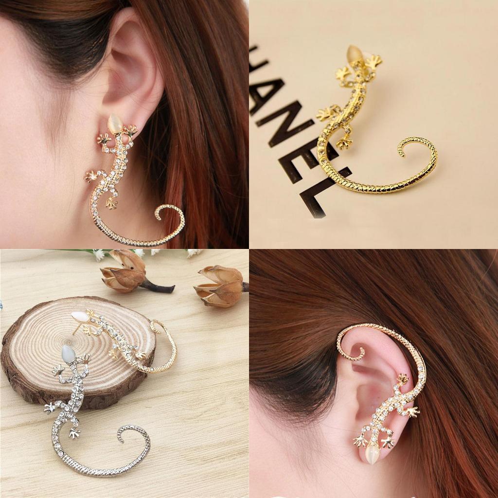 Exaggerated Gecko Lizard Jewelry For Women With Sparkling Crystals And Alloy