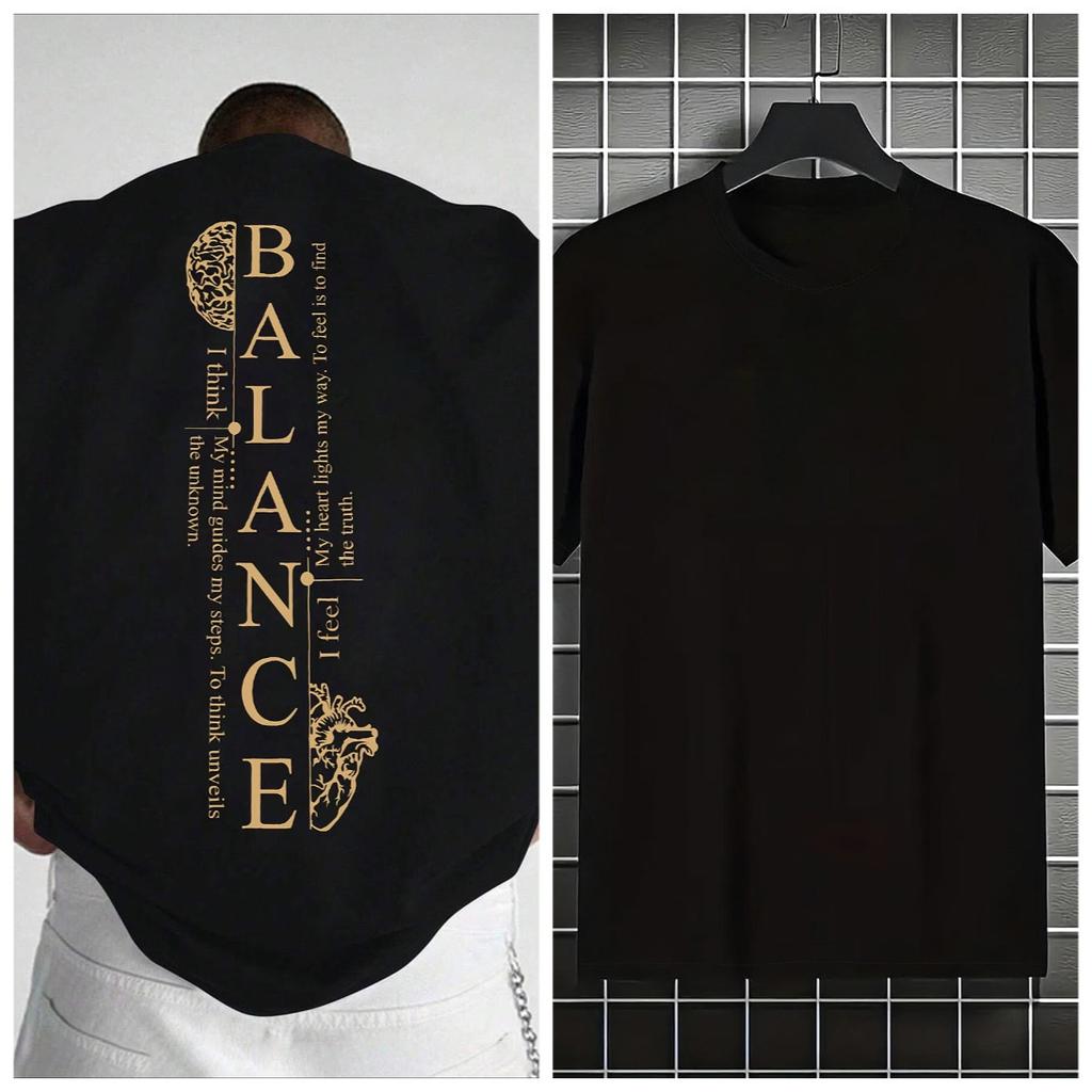 Maglietta da Palestra Divertente per Uomo e Donna Brain Balance Cotone Tee Streetwear Oversize Moda Estiva Larga Traspirante Trendy Top Sportivo