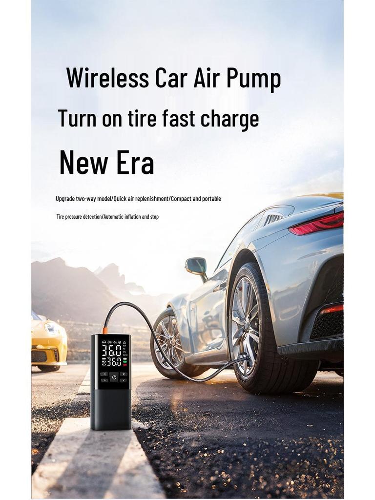 Portable Mini Wireless Car Tire Inflator with Digital Display