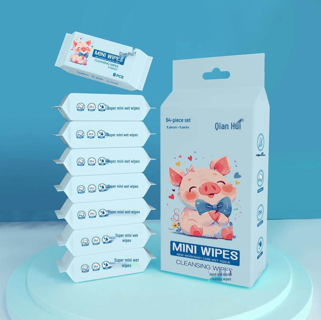 Portable Mini Wet Wipes for Babies & Household - Hand & Mouth Care, Individually Packaged, Sanitary, for Mom & Baby Use