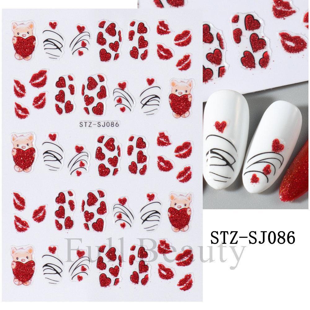 Nail Art Stickers Ins Valentine's Day Glitter Bear Heart Cupid's Arrow Back Adhesive Nail Stickers