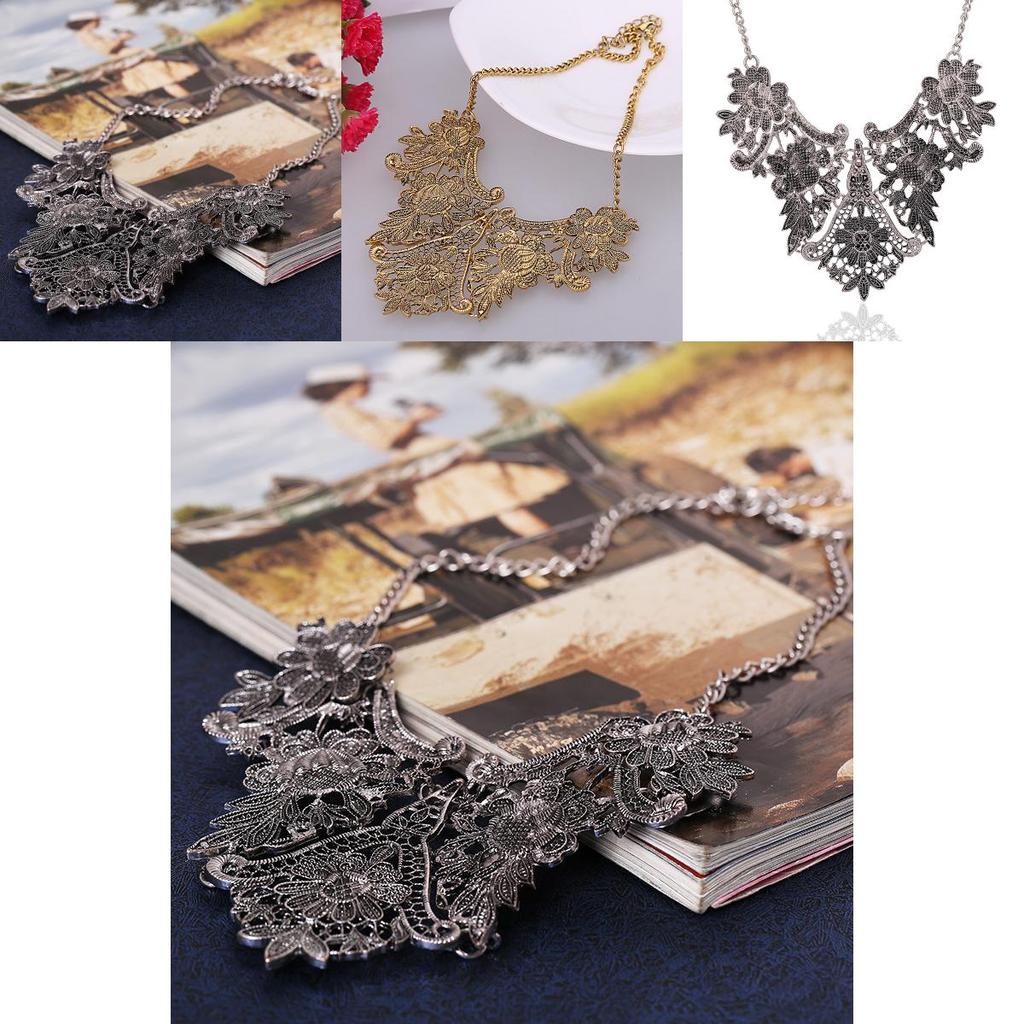Retro European Alloy Floral Choker With Pendant For Women And Special Events
