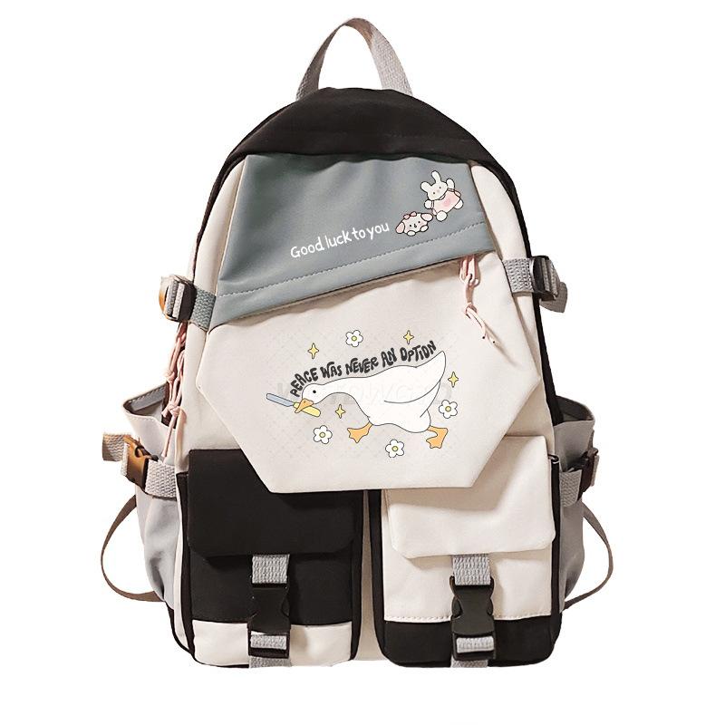 Goose Personalized Printing Korean Version Of Student Schoolbag Campus Color Matching Versatile Casual Backpack Trend