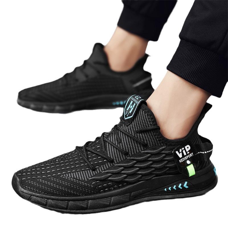 2025 men's shoes autumn breathable thin deodorant mesh fly-woven mesh shoes men's casual sports running trendy shoes
