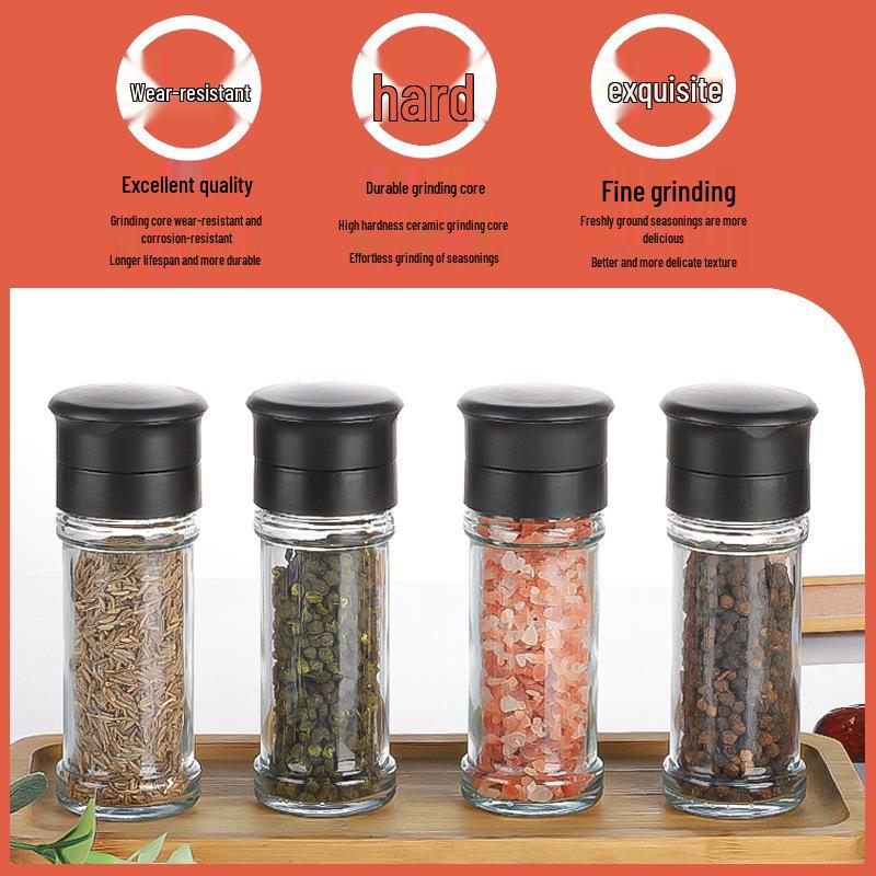 Rotating Glass Spice Bottle with Multi-hole Top and Moisture-proof Lid for BBQ and Kitchen Use