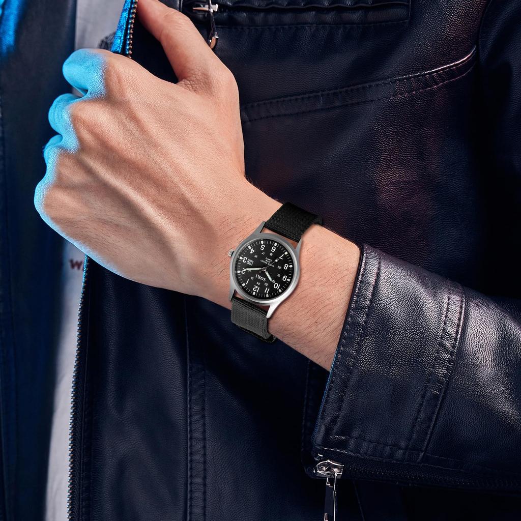 Watches Military Calendar Luminous Analog Waterproof Nylon Strap Simple Large Dial Simulated Quartz Watch Fashion Watch Birthday Christmas Day Gift