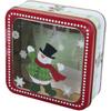 Christmas Candy Tin Tinplate Empty Tins Square Cartoon Santa Snowman
