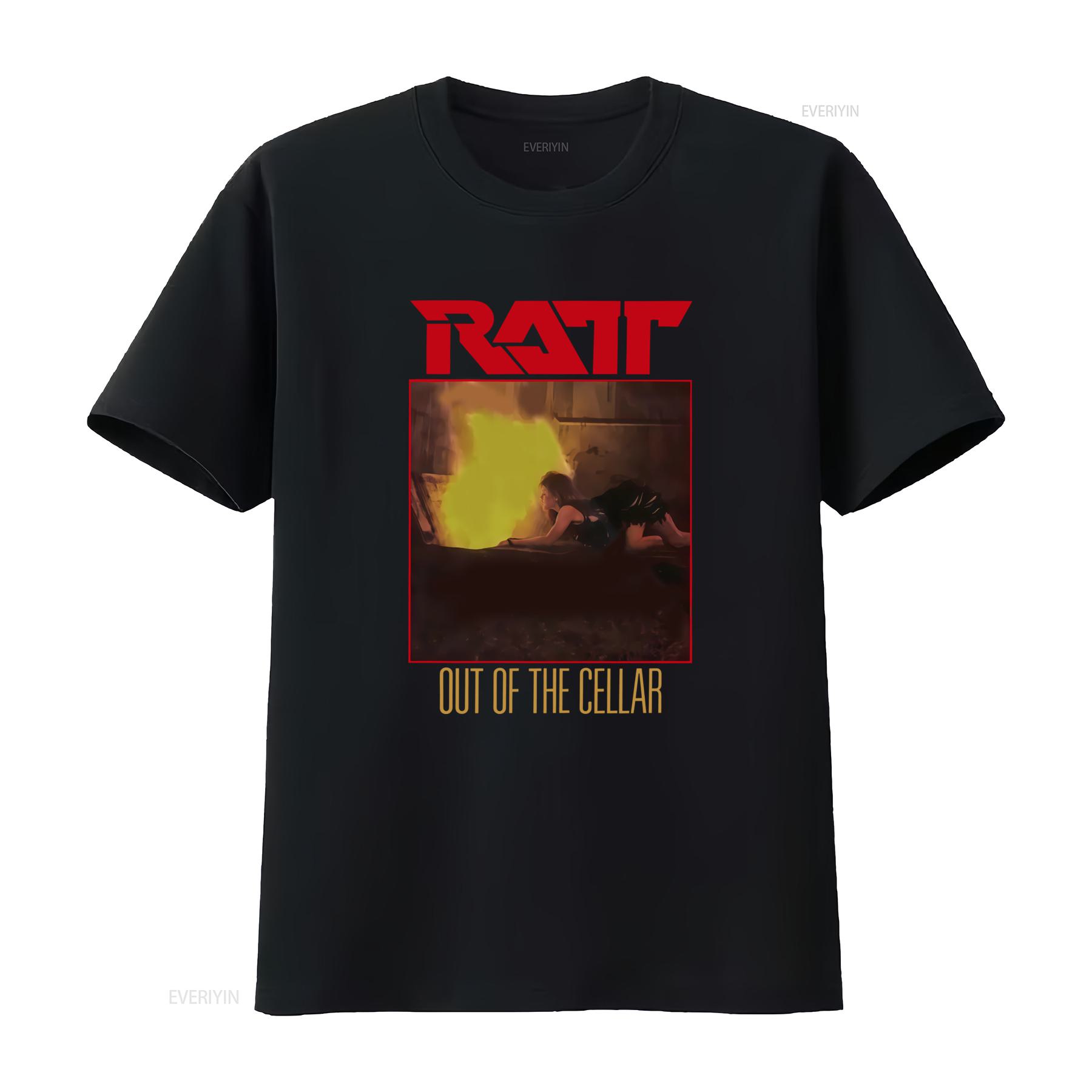

RATT Out of the Cellar American Heavy Metal Band T Shirt Vintage Rock Design for Music Lovers vintage Washed fashion Versatile 4XL