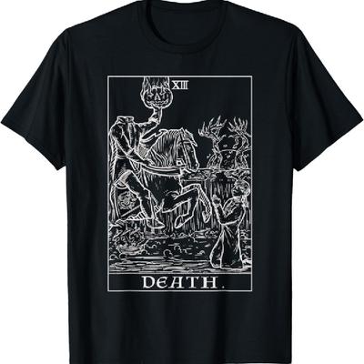 T-shirt Halloween Horreur Gothique Cavalier sans tête Carte du Tarot La Mort