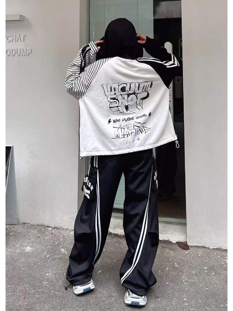 European-Style Women's Spring 2026 Patchwork Denim Windbreaker Jacket with Letter Print