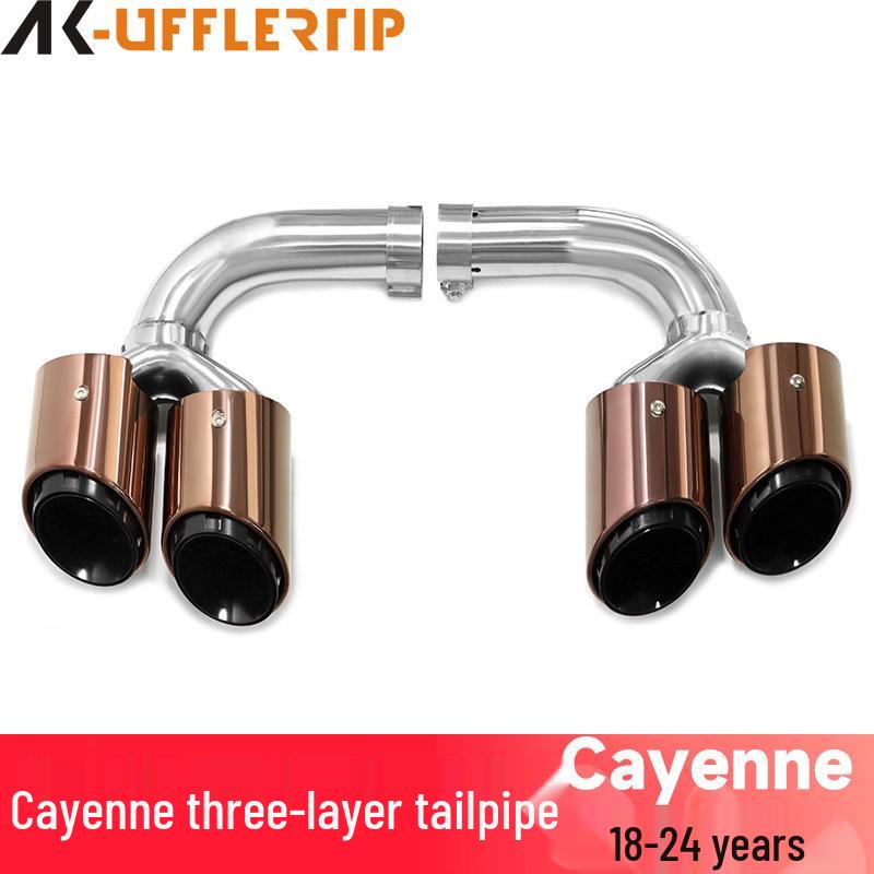 18-24 Year Porsche Cayenne Black Quad Exhaust Tailpipe Muffler Modification