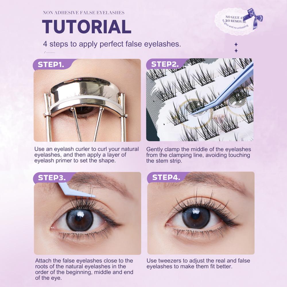 BQI Glue Free Cool Feeling False Eyelashes Natural Curly Girl Group Segmented On Camera Upper Eyelashes