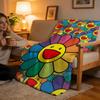 Hochdichte Kurzflor-Decke für Sofa, Nickerchen, Raum, Weich, Hautfreundlich, Lachende Blume, Kunstwerk von Takashi Murakami