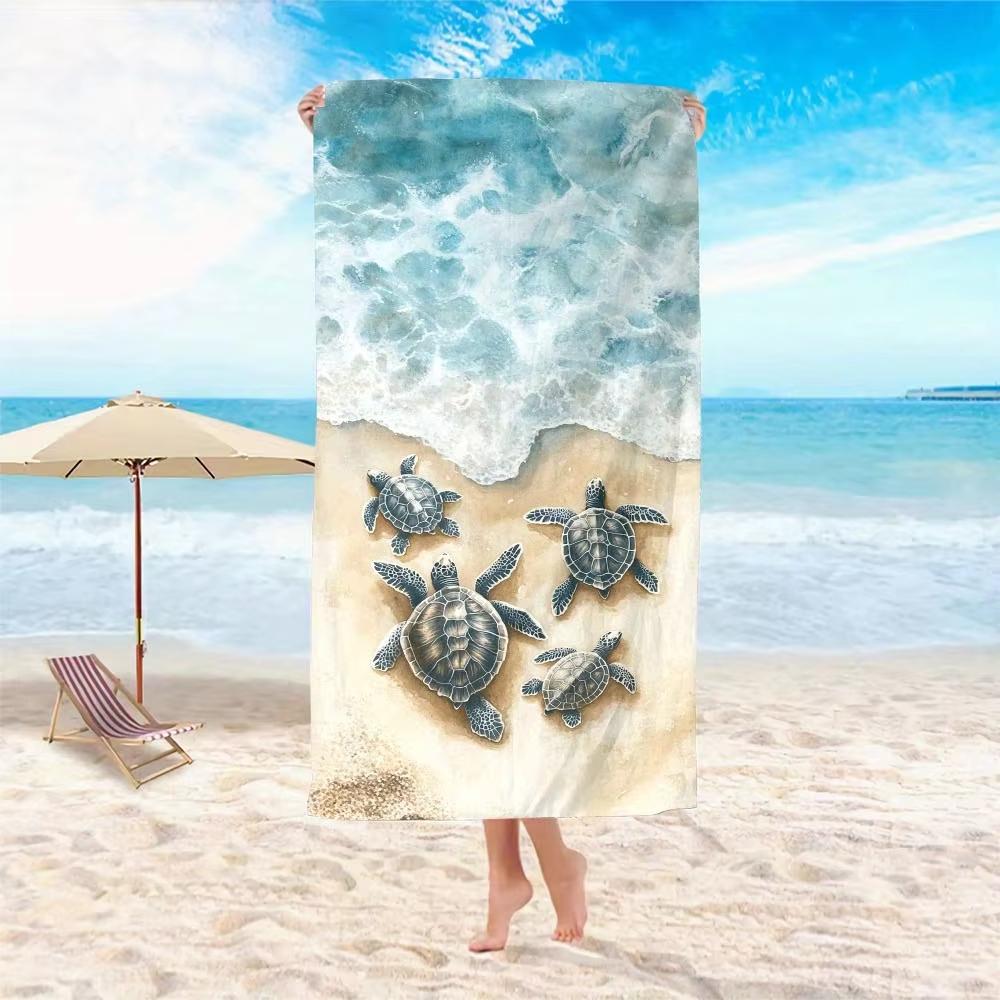 Serviette de plage surdimensionnée en microfibre motif tortue Douce Absorbante Séchage Rapide Sans Sable Légère Style Contemporain