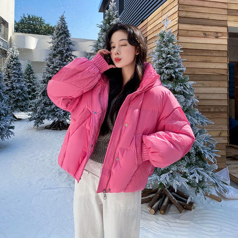 

Дизайнерский пуховик из высококачественного белого утиного пуха, женский зимний, новый, с капюшоном, теплый, утолщенный, куртка-пуховик S розовый