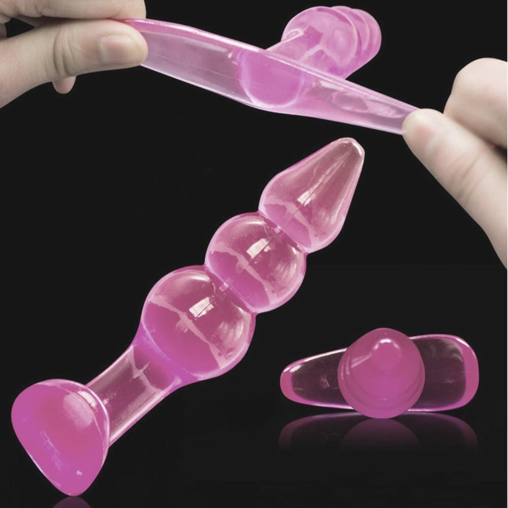 Tappo Anale in Silicone con Ventosa per Stimolazione del Punto G Gelatina Dildo Giocattoli Anali