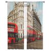 Edificio Casa Autobús Rojo de Londres Tratamiento de Ventana de Tul Cortinas Traslúcidas para Cocina Sala de Estar Cortinas para Dormitorio Decoración