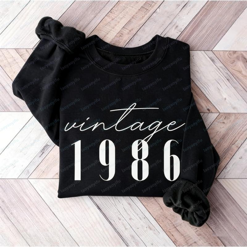 Classic Sweatshirts Women Vintage th Birthday Year Number for Him Her Milestone Best Friend Bday Matching Hoodies