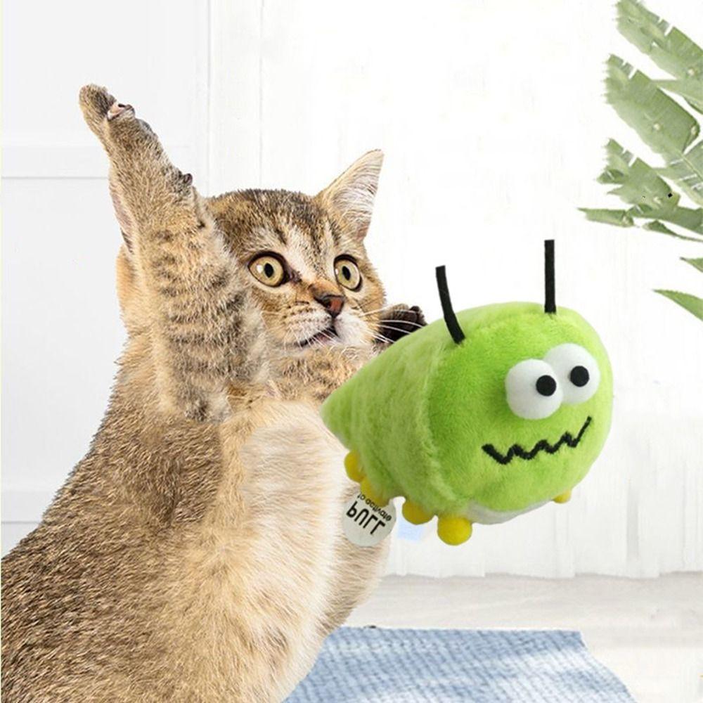 2Pcs Soft Cat Sound Toys Interactive Cat Plush Toys Funny Cat Worms Mint Toys  Indoor