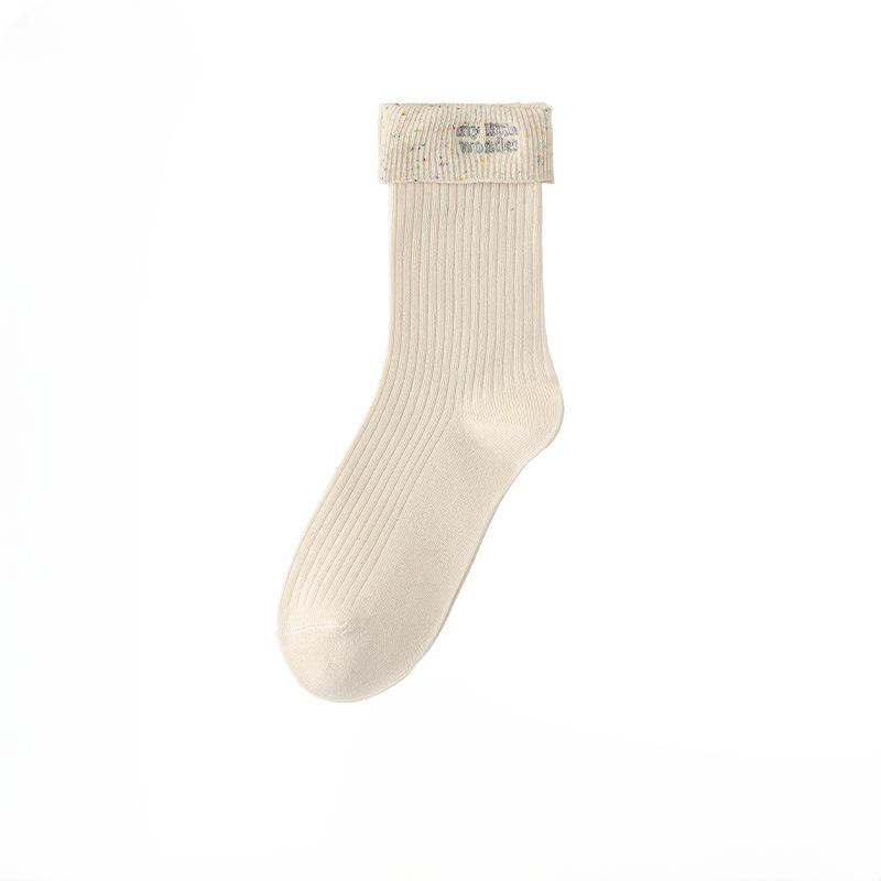 Female Spring Bow Lace Cloth Mark Breathable Sweat Absorbent Boneless Tube Cotton Socks