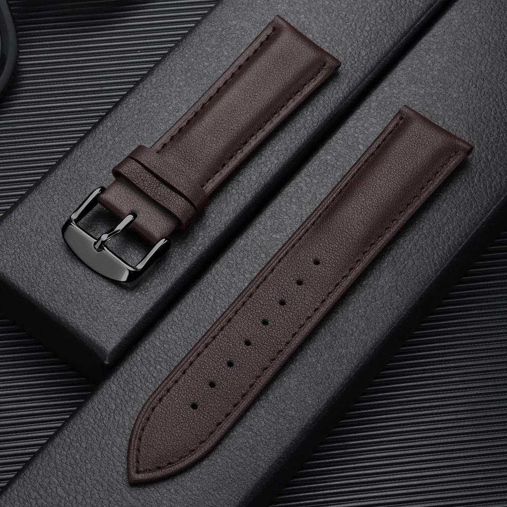 12/13/14/15/16/1718/19/20/21/22/23/24mm Universal Replacement Wristwatch Band Black Brown Ultra-thin Watch Strap for Men Women