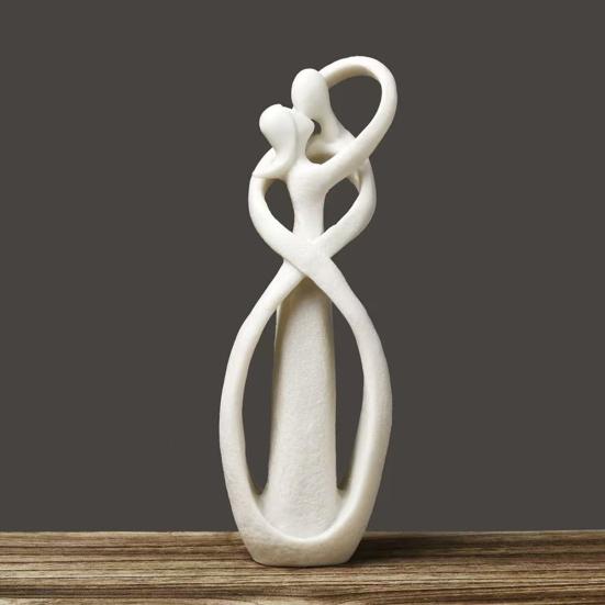 Modern Abstract Couple Statue, Kissing Lover Sculpture, Romantic Resin Hugging Couple Figurine for Living Room, Bedroom, Office Desktop, Bookshelf